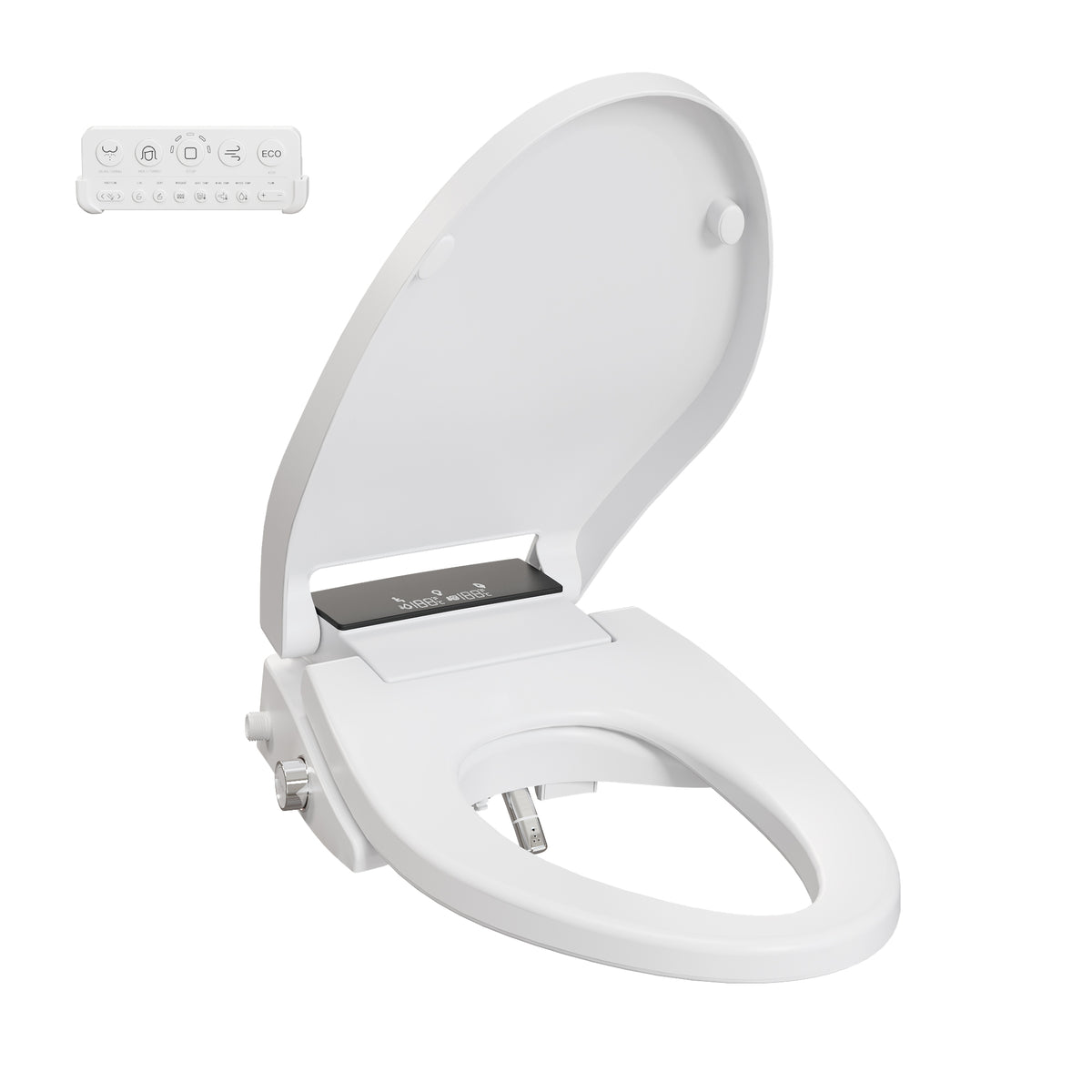 Zenwash Pro white bidet seat with remote control on a white background