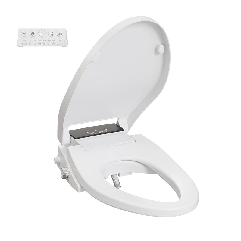 Zenwash Pro white bidet seat with remote control on a white background